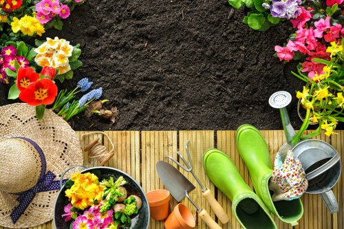 Garden edging and strimming during lawn mowing in North Harrow